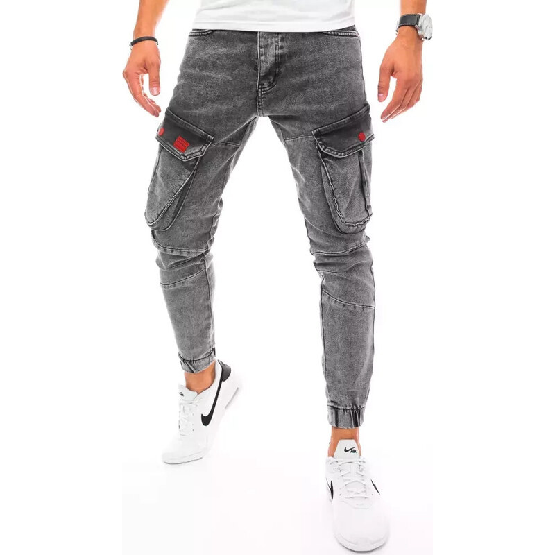 BASIC Šedé kapsáčové džínsy UX3255 26662402