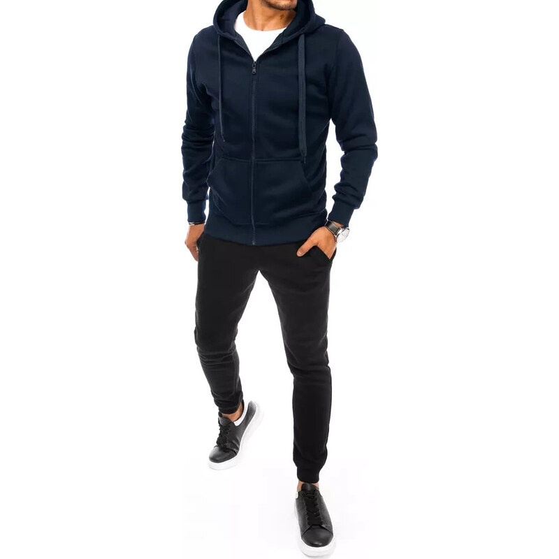 BASIC Tmavomodro-čierna tepláková súprava na zips AX0628 39226634