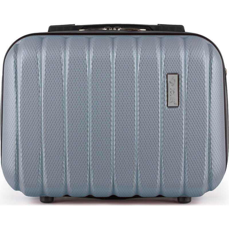 BASIC Solier Strieborný cestovný kozmetický kufor NOEL ( STL902 14 43838206