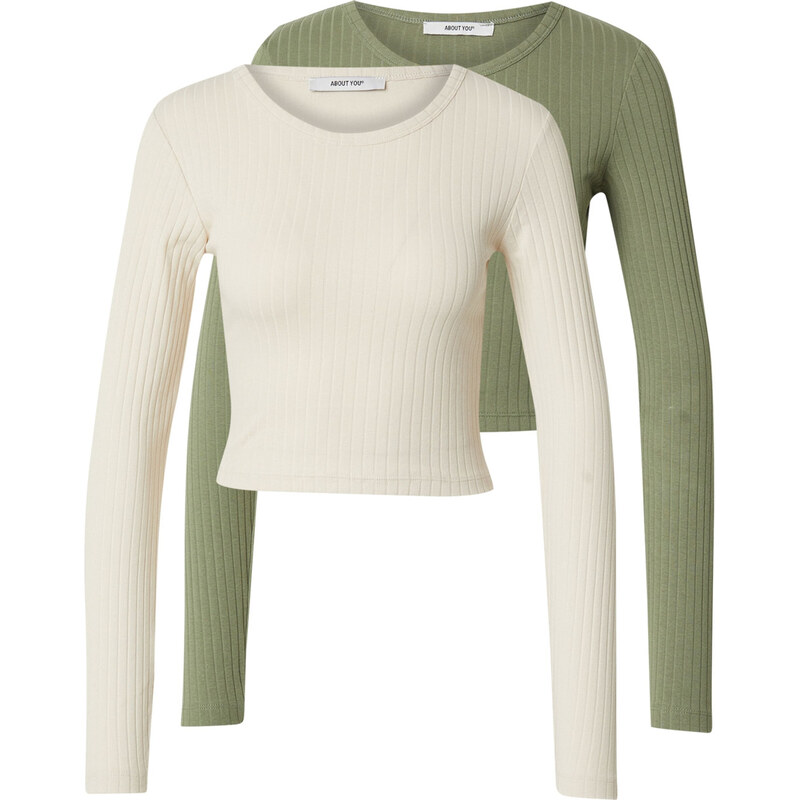 ABOUT YOU Tričko Lieven béžová / zelená 63157004