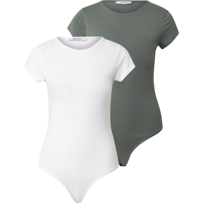 ABOUT YOU Košeľové body Ellinor tmavozelená / biela 62583145