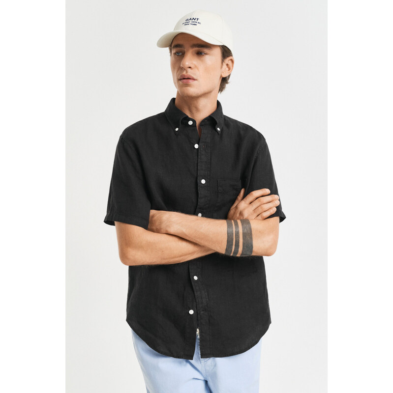 KOŠEĽA GANT REG GMNT DYED LINEN SS SHIRT BLACK 62252897
