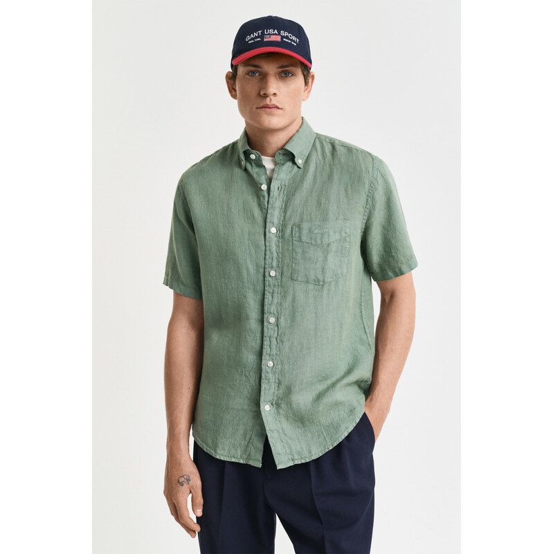 KOŠEĽA GANT REG GMNT DYED LINEN SS SHIRT KALAMATA GREEN 62252899
