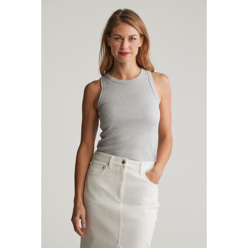 TOP GANT HIGH NECK RIB TANK TOP LIGHT GREY MELANGE 62252913