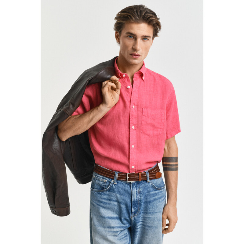 KOŠEĽA GANT REG GMNT DYED LINEN SS SHIRT WATERMELON RED 62252900