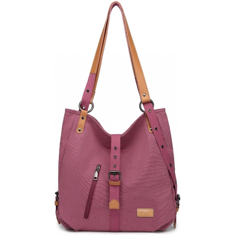 KONO Kabelka nositeľná ako batoh, veľká, látková, bordová 62256114