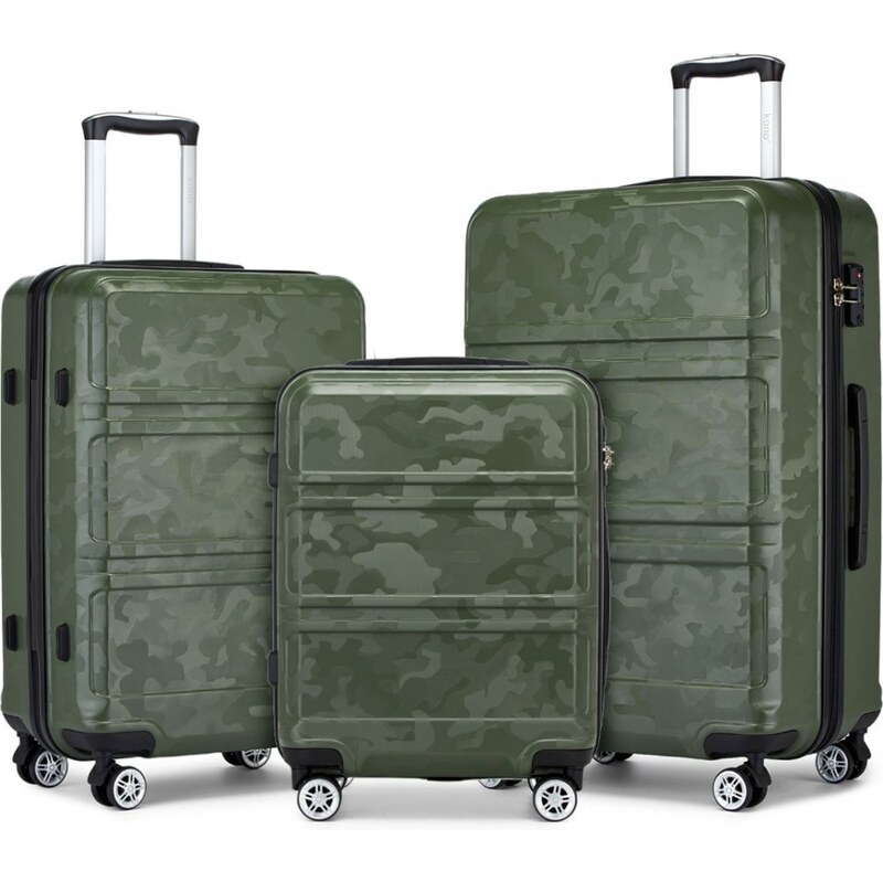 KONO Set cestovných kufrov Ariel s kamuflážou, zelený 62256337