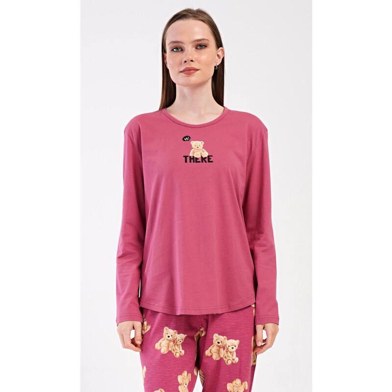 Vienetta Dámske dlhé pyžamo Ružový medveď 62256713