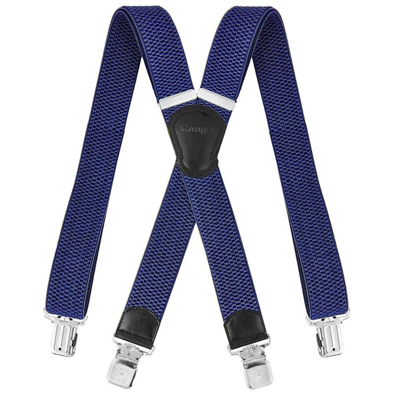 Traky na nohavice Modré šírka 4cm + 4 oceľové klipy 16956941