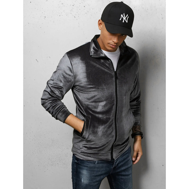 BASIC Sivá velúrová mikina na zips BX5535 37146248