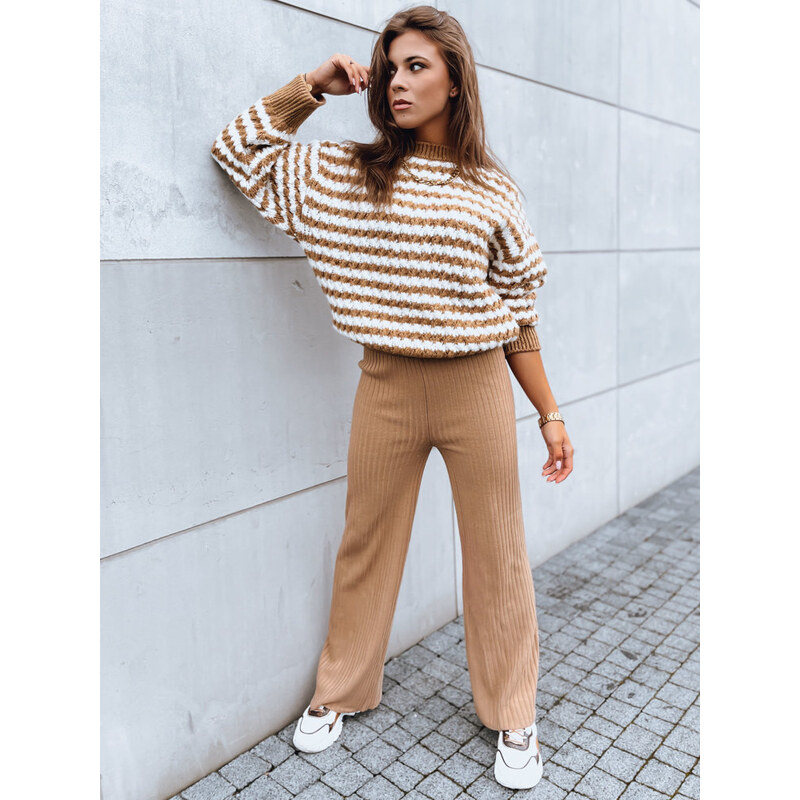 BASIC Svetlohnedé široké rebrované nohavice MOSSYMOOD UY1690 45941481