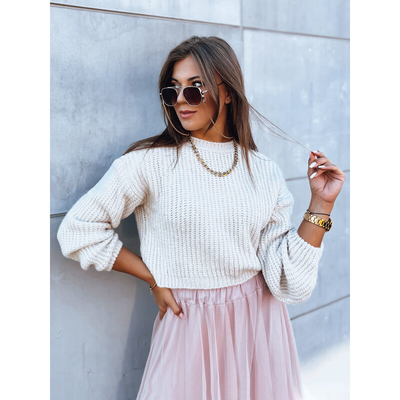 BASIC Smotanový oversize crop sveter BILLIS MY2232 45941489
