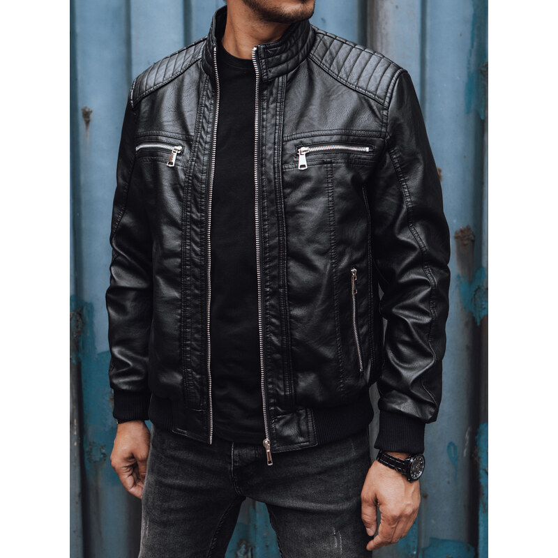 BASIC Čierna pánska koženková bunda TX4739 57675111