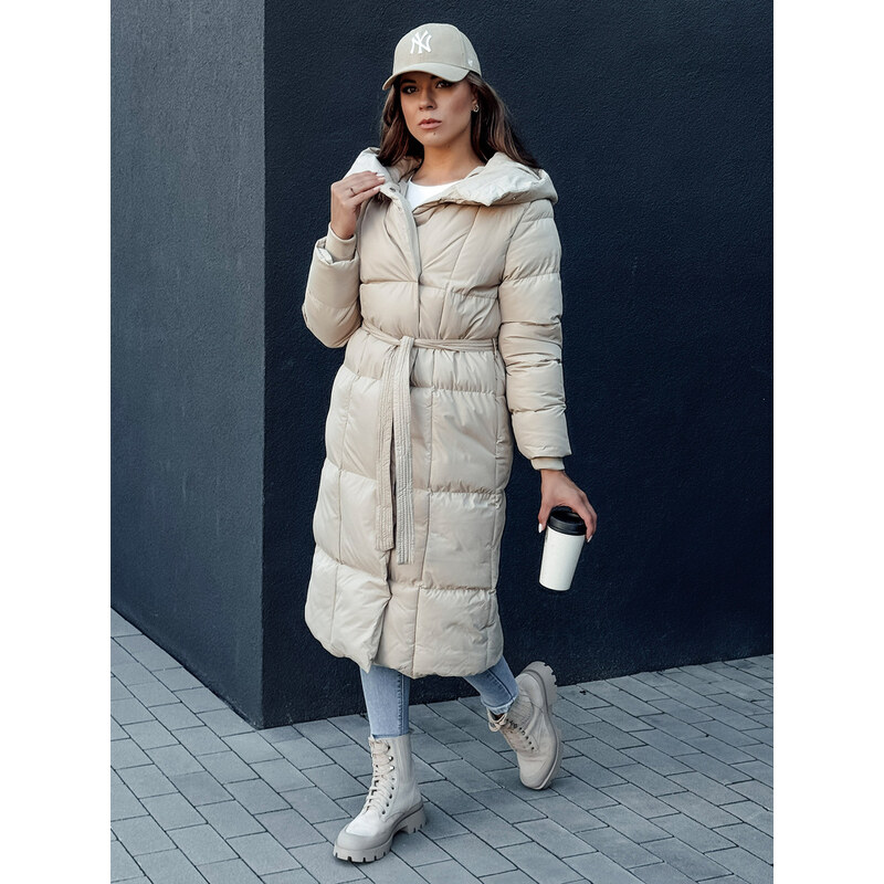 BASIC Dámska smotanová dlhá prešívaná bunda CLOUTIQUE TY4372 58221070