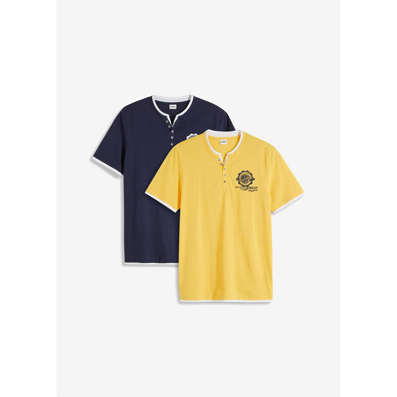 bonprix Tričko s gombičkami a krátkym rukávom (2 ks), bio bavlna, 53691675