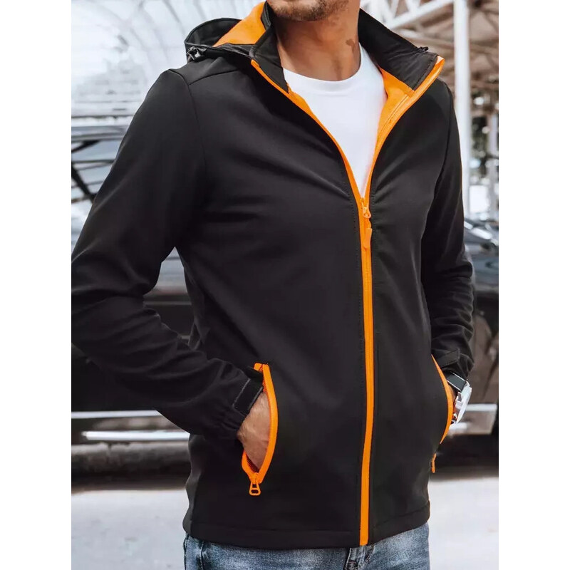 BASIC Čierna softshellová bunda s oranžovým zipsom TX4175 34902068