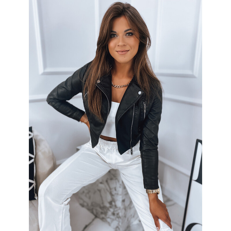 BASIC Čierna koženková crop bunda LENTI TY2874 34989190