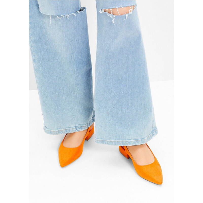 bonprix Lodičky Sling s plochým podpätkom, farba oranžová 50902224