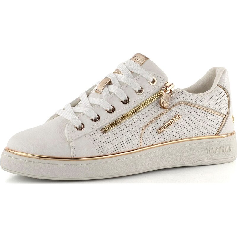 E-shop Mustang tenisky so zipsom weiss/gold 1300-312-111