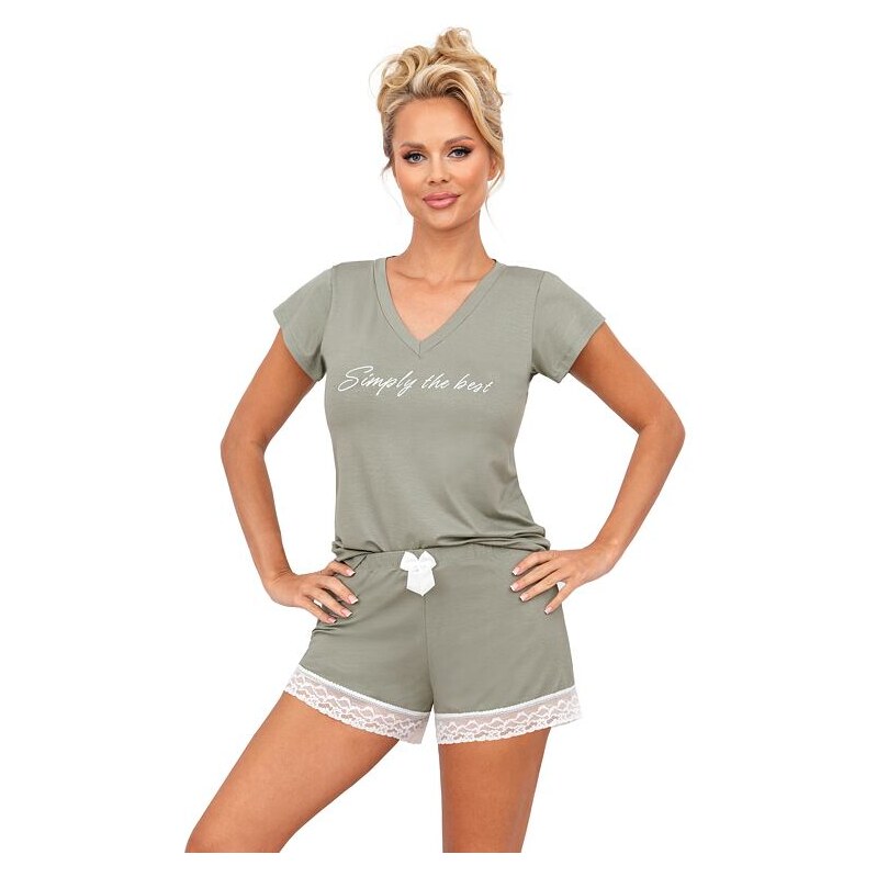 Donna Krátke dámske pyžamo Simply olivové 62281771