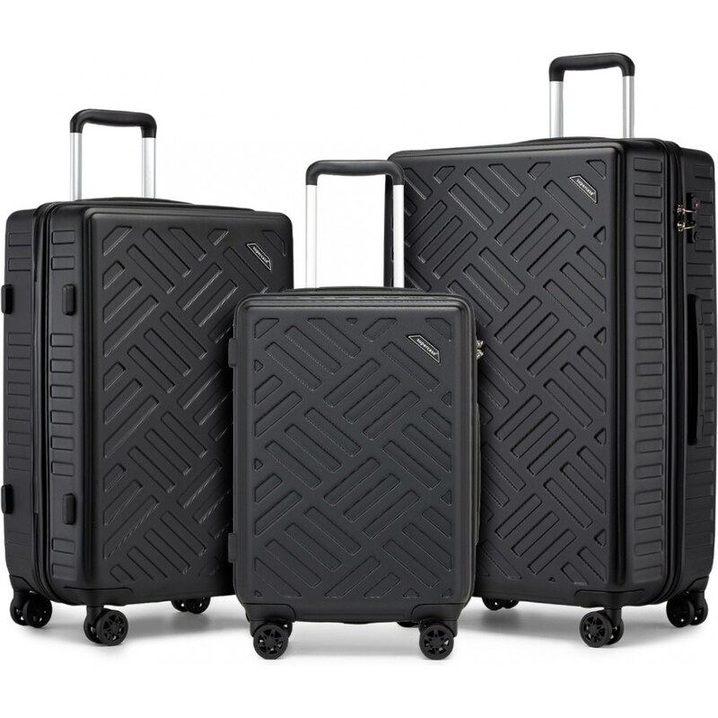 SUPERCASE Set kufrov - s geometrickým vzorom a TSA zámkom, čierny 62281834