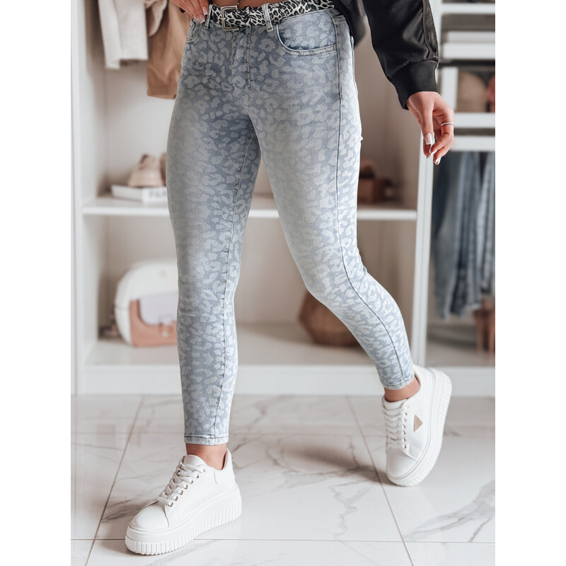 BASIC Dámske úzke džínsy s módnym zvieracím vzorom FELINA UY2474 62285732