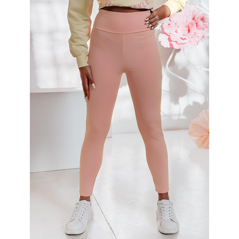 BASIC Klasické dámske ružové legíny s vysokým pásom SOFLEGG UY2513 62285736