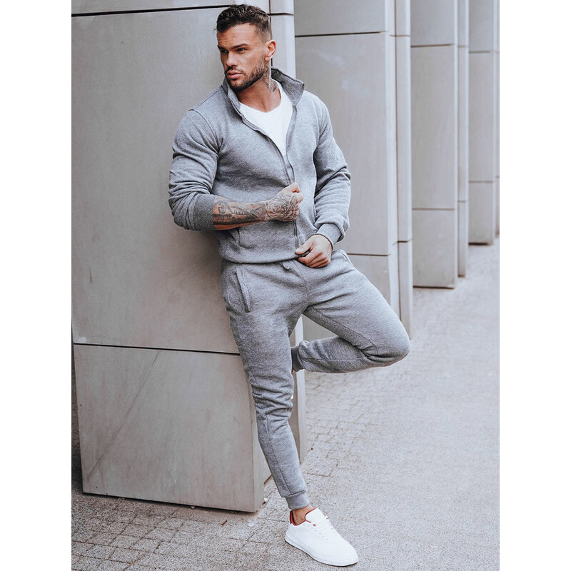 BASIC Sivá pánska teplákovka s mikinou na zips AAX0734 43181868