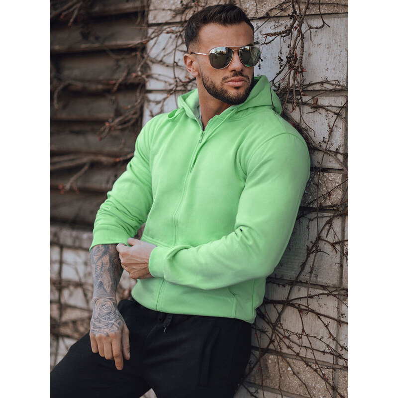 BASIC Svetlozelená pánska mikina na zips BX5230z 43230695