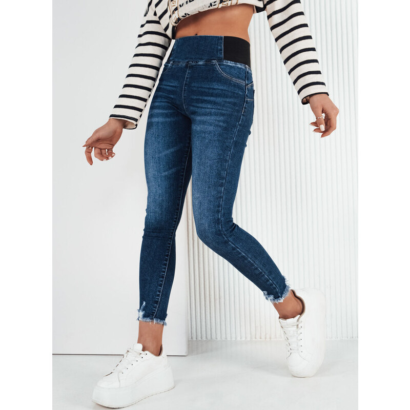 BASIC Tmavomodré džínsové nohavice s gumou v páse LERATE UY1921 49417350