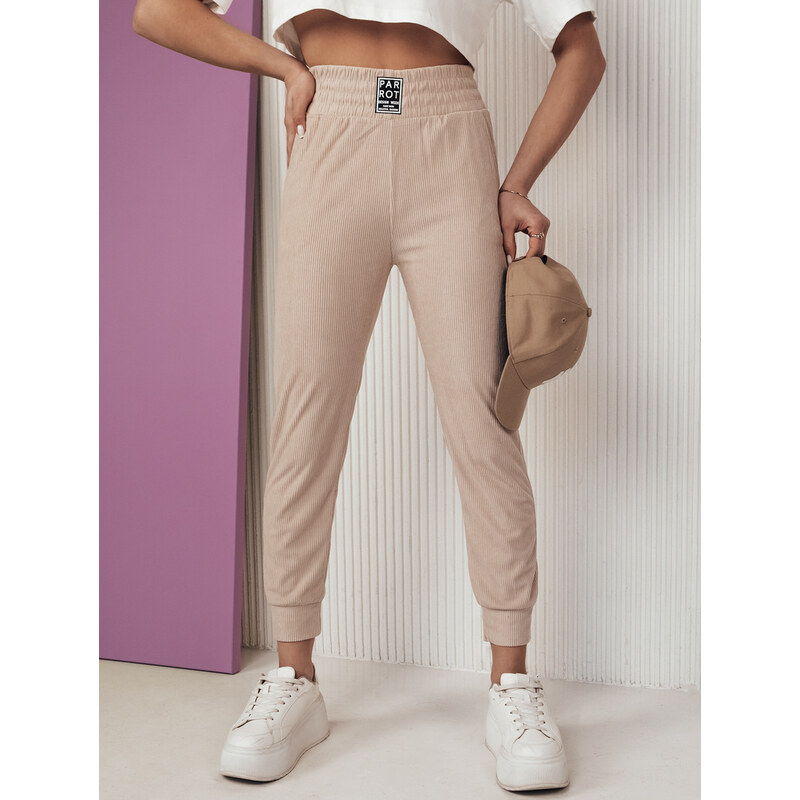 BASIC Béžové menčestrové vypasované tepláky LORIST UY2055 50271866