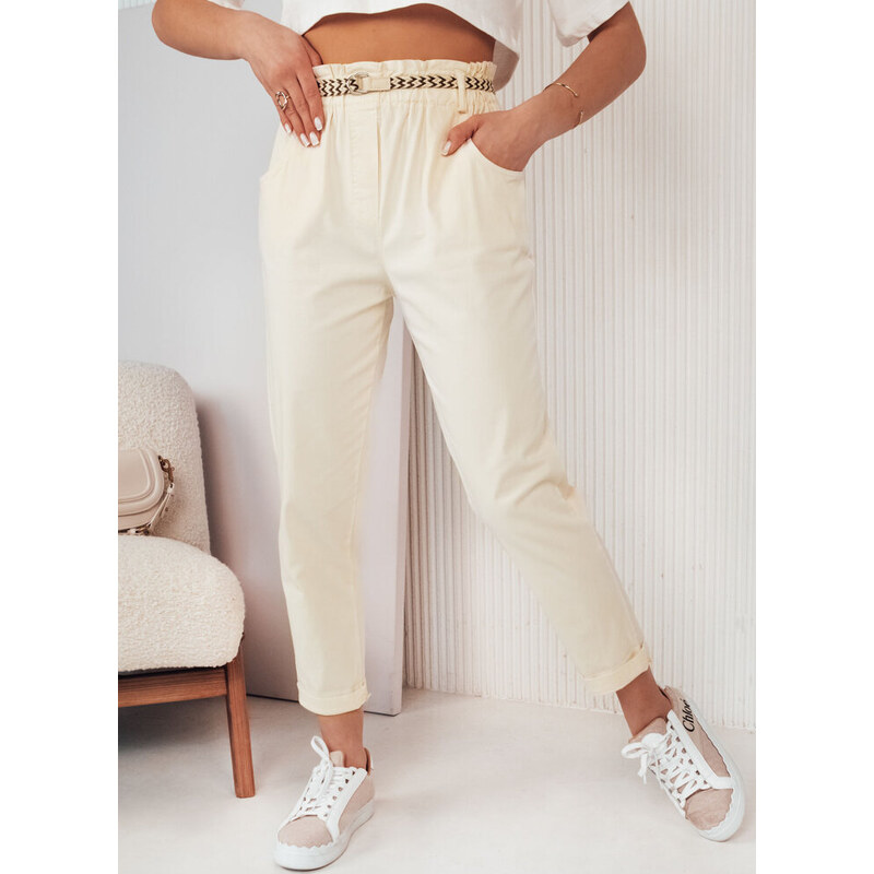 BASIC Svetložlté rovné nohavice s pásikom ERLON UY2029 50271871