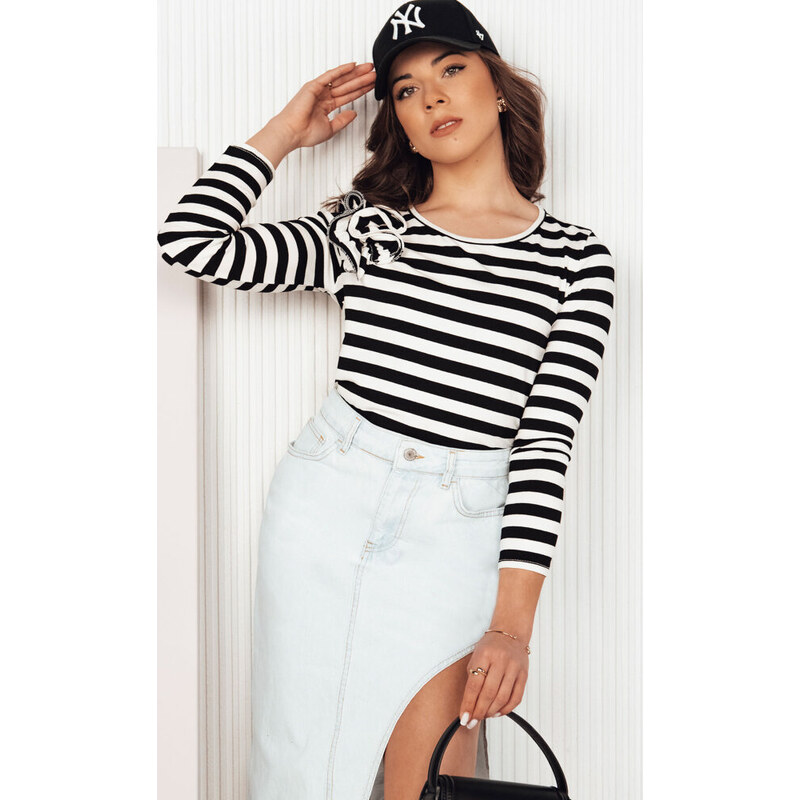 BASIC Čierno-biele pruhované tričko s volánom MORAS RY2483 50271919