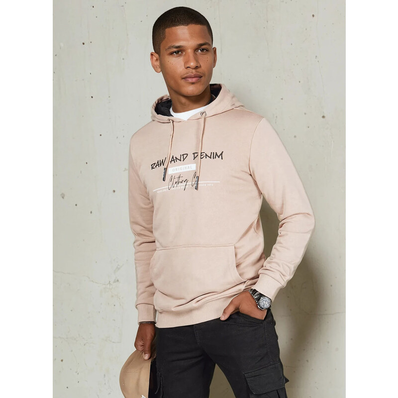 BASIC Béžová pánska mikina s nápisom BX5711 52671146