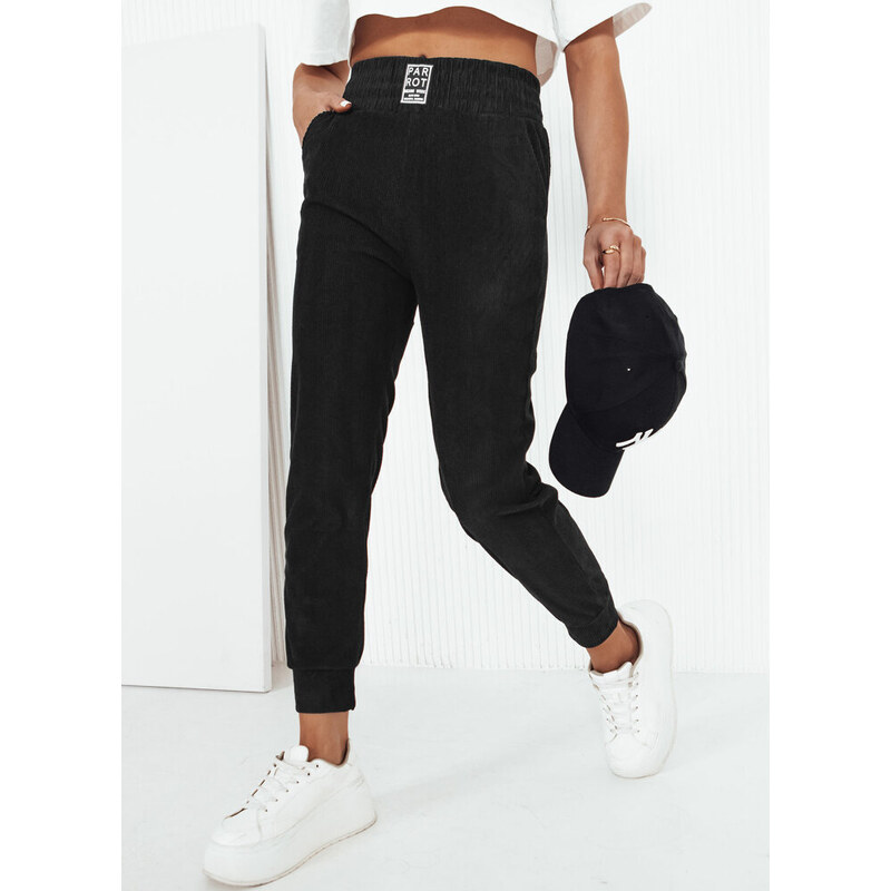 BASIC Čierne menčestrové vypasované tepláky LORIST UY2054 52671218