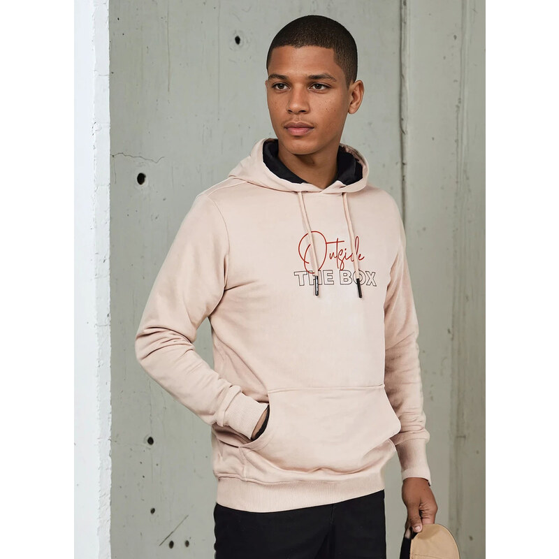 BASIC Béžová mikina s potlačou na chrbte BX5714 52671188