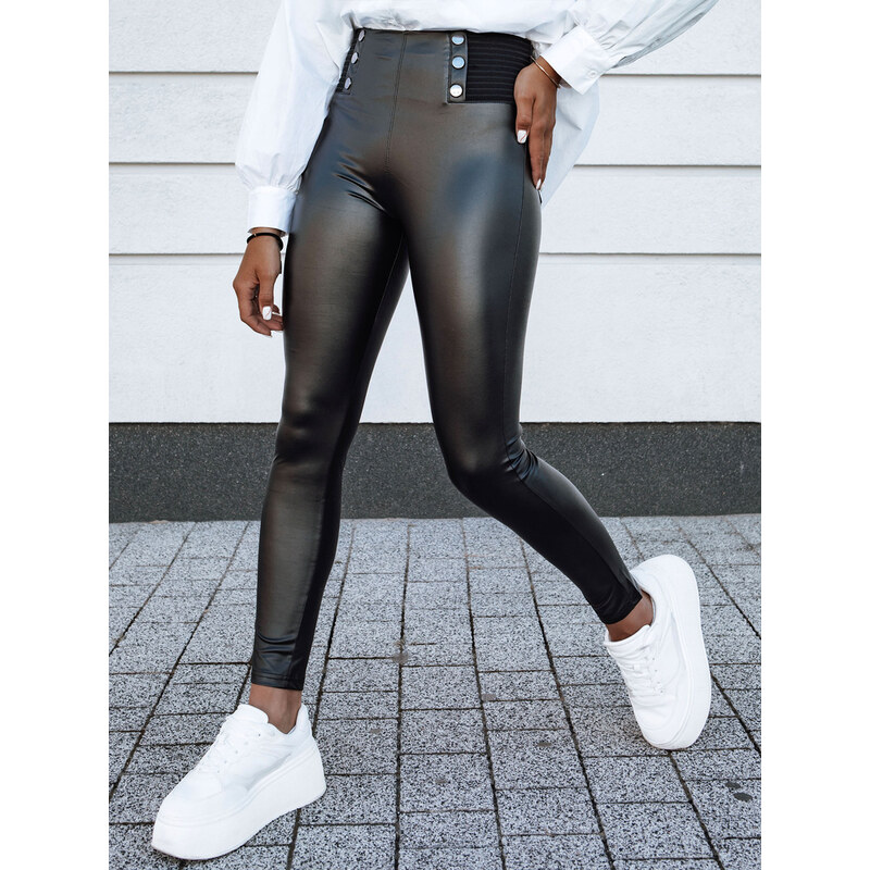 BASIC Čierne koženkové nohavice s vysokým pásom TARMZ UY2154 57275354