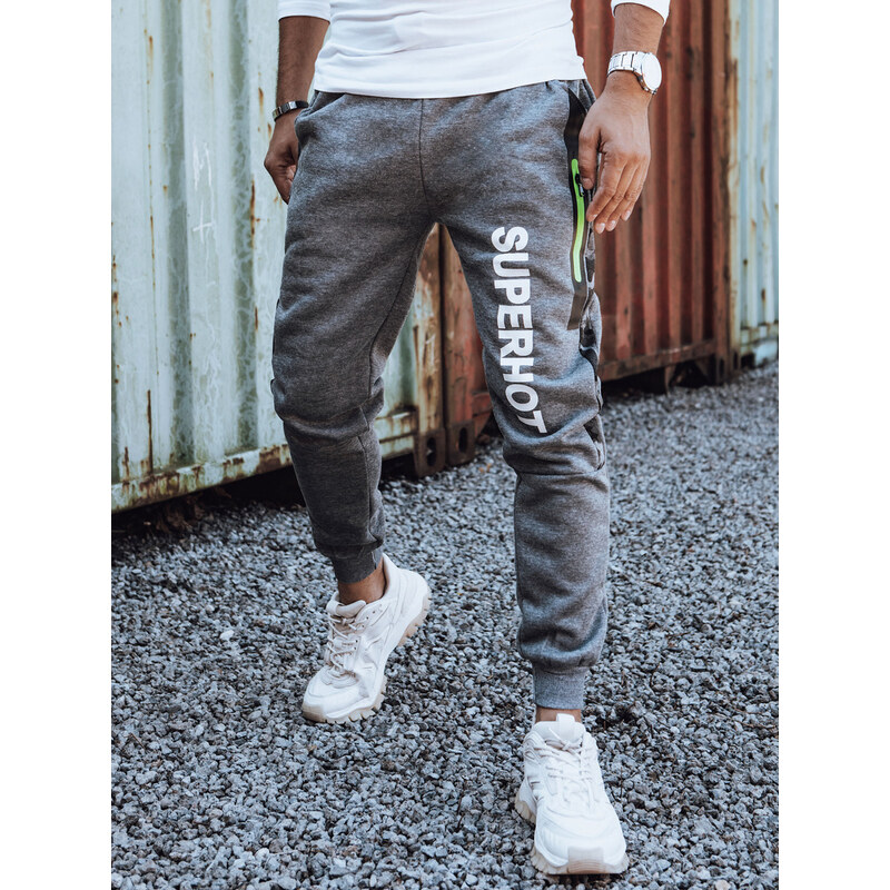 BASIC Pánske tmavosivé tepláky s potlačou UX4445 57736318