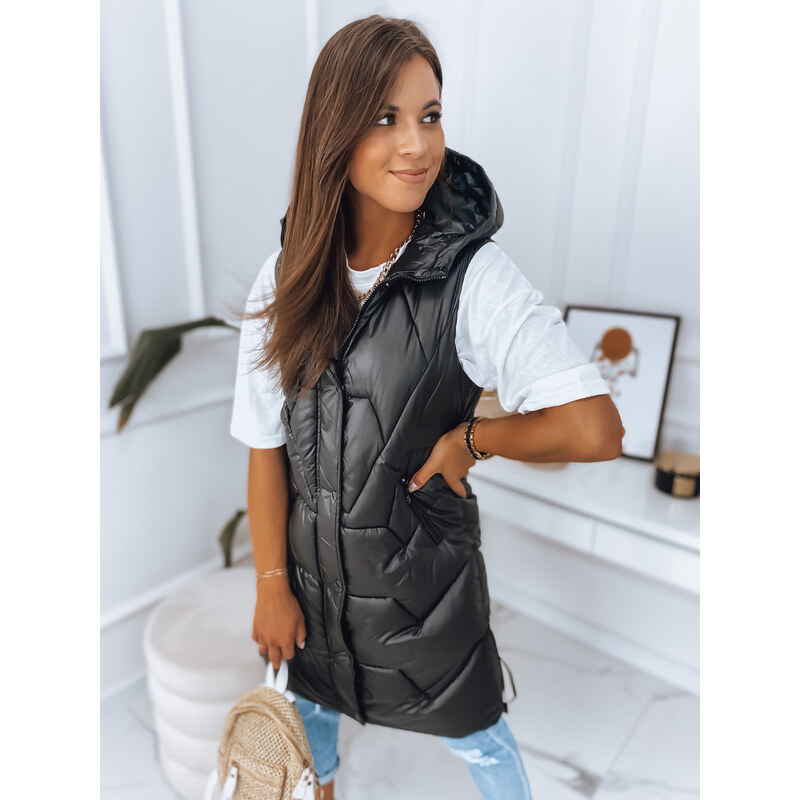 BASIC Čierna dlhá prešívaná vesta LARIS TY2832 34867747