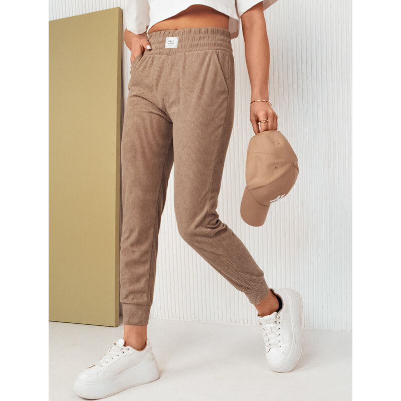 BASIC Hnedé menčestrové vypasované tepláky MORSI UY2041 50271864