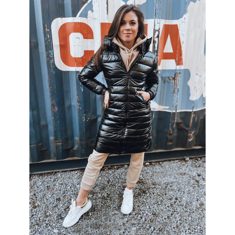 BASIC Dlhý prešívaný kabát LESSI - čierny TY3353 36806590