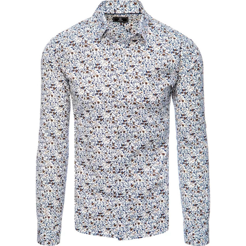 BASIC Biela vzorovaná pánska košeľa DX2385 41379780