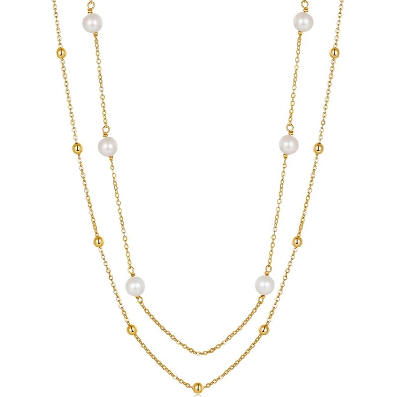 MAJYA Strieborná retiazka s perlami KAJSA pozlátená 11656 64582680