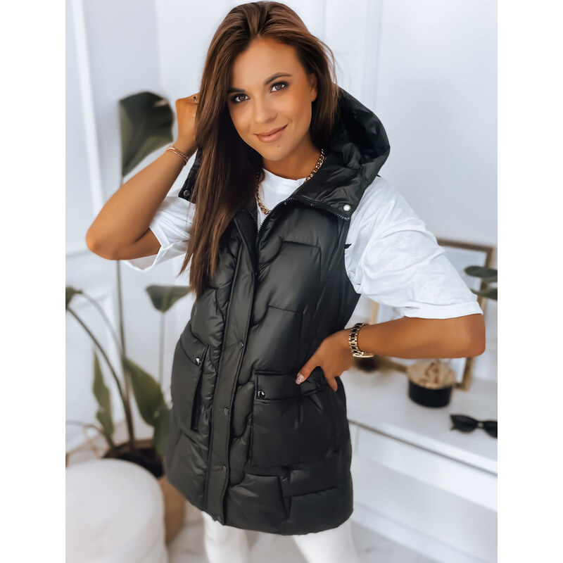 BASIC Čierna lesklá prešívaná vesta WENDY TY2826 35367853