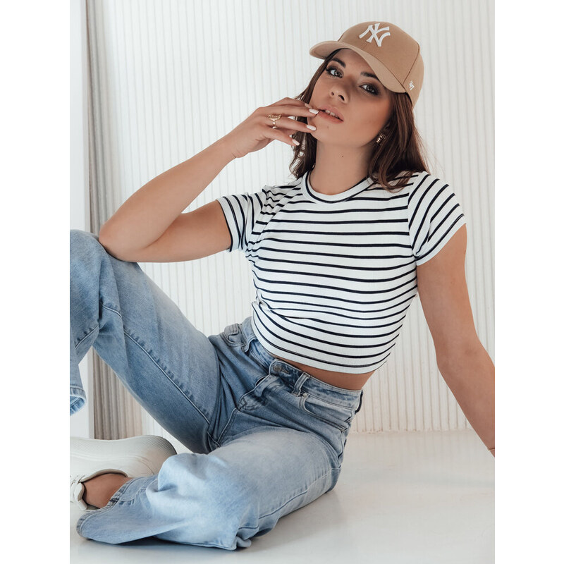 BASIC Biele pruhované tričko LUNA ROSE RY2258 44363472