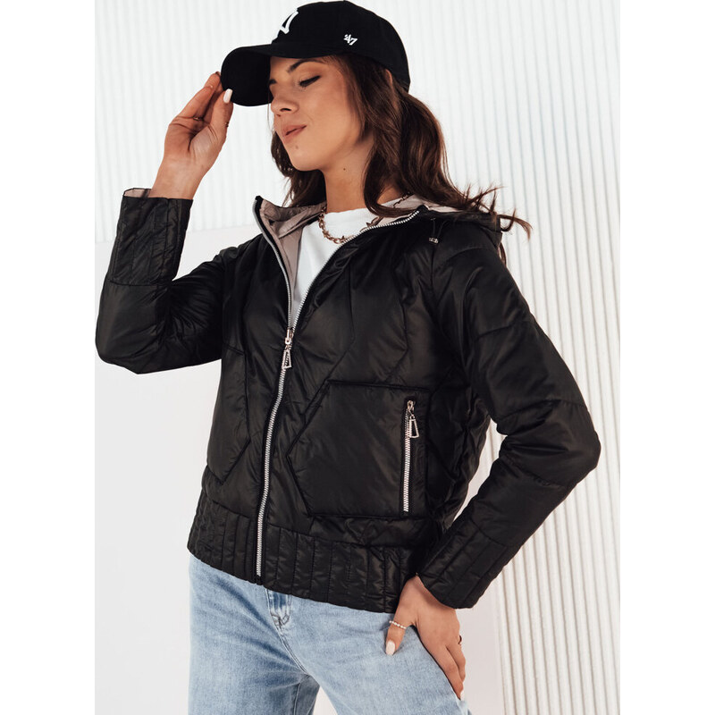 BASIC Béžovo-čierna prešívaná obojstranná bunda FALES TY4205 49456893