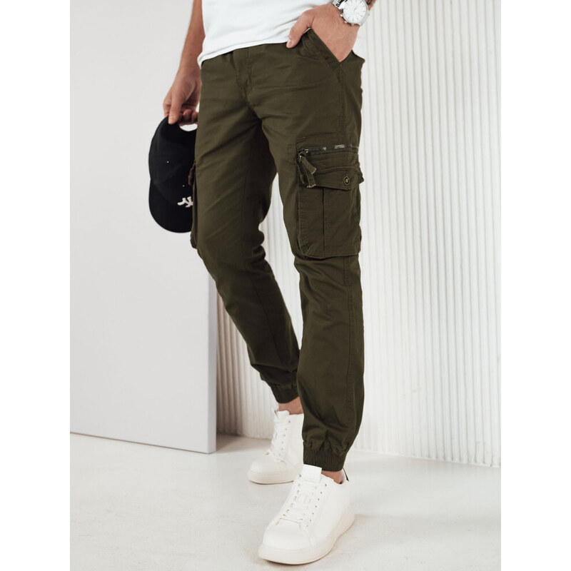 BASIC Tmavé khaki cargo nohavice UX4178 49671999