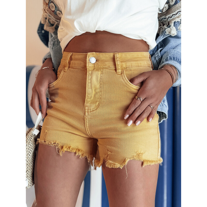 BASIC Žlté rozstrapkané džínsové kraťase SUNYLOOK SY0370 52673089