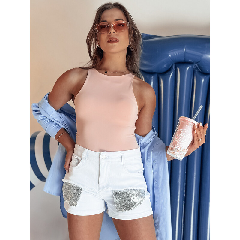 BASIC Biele džínsové kraťase s flitrami SHINEWEAR SY0339 52673543