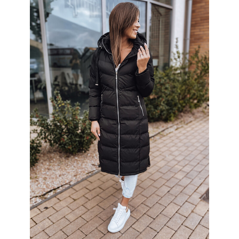 BASIC Čierna dlhá prešívaná bunda MENSI TY3093 47337860